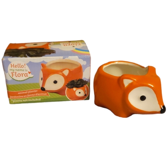 Flora the Fox Ceramic Animal Planter Pot for Succulents or Plants - Picture 1 of 12
